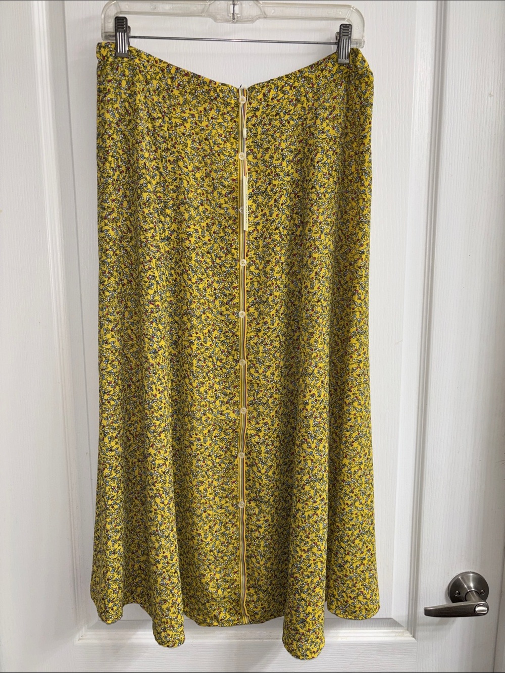Max Studio Yellow Floral Button-Front Maxi Skirt